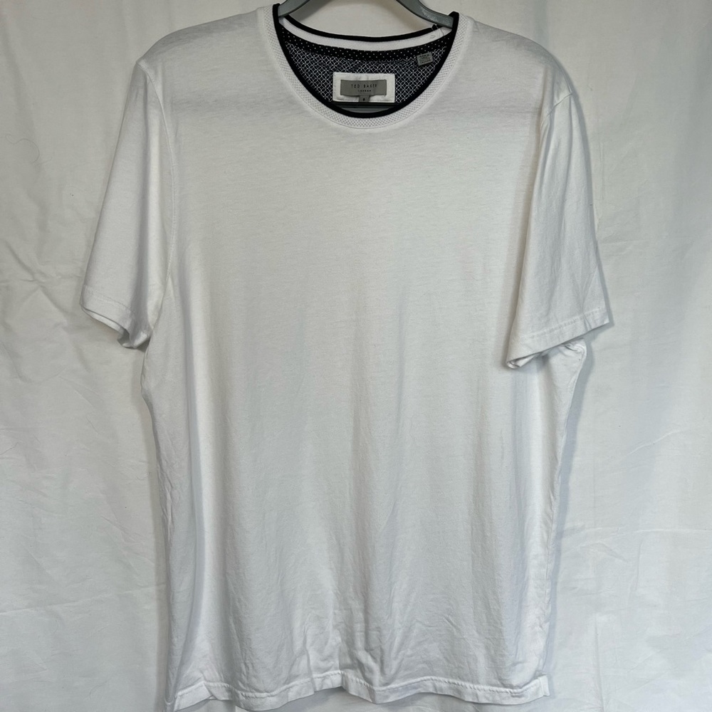 Ted Baker white tee shirt with blue collar